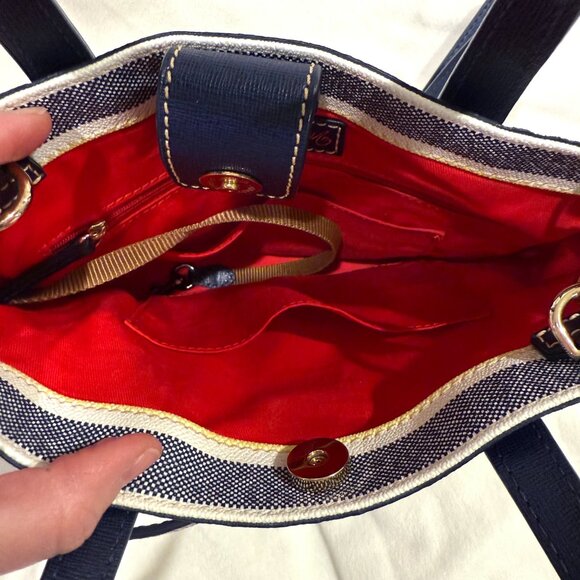 Dooney & Bourke Westerly Mini Waverly Yellow Navy White Striped Mini Tote - Picture 10 of 16